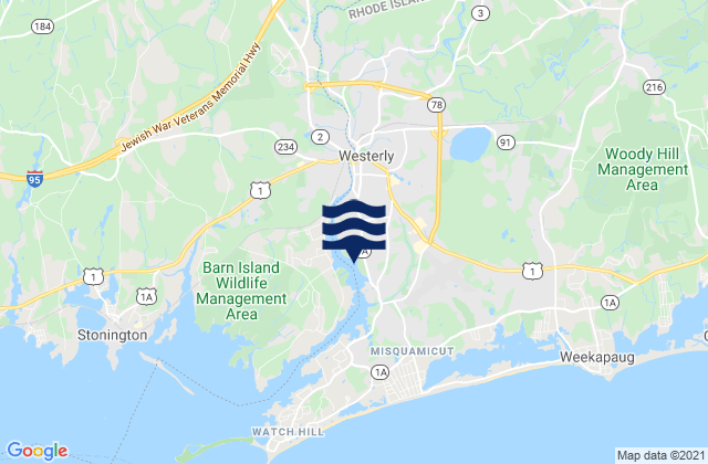 Mapa de mareas Westerly (Pawcatuck River), United States