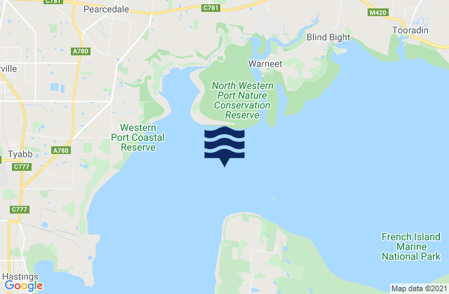 Mapa de mareas Westernport, Australia