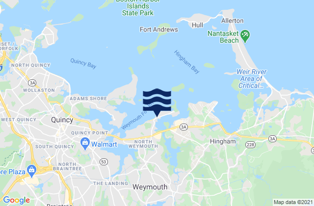 Mapa de mareas Weymouth Back River Bridge, United States