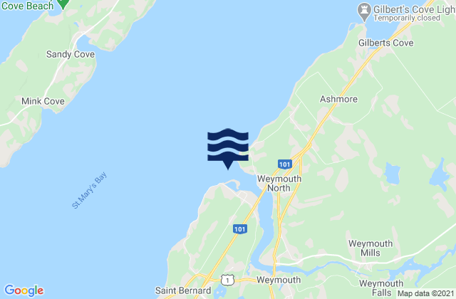 Mapa de mareas Weymouth Harbour, Canada