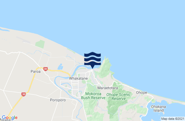 Mapa de mareas Whakatane, New Zealand