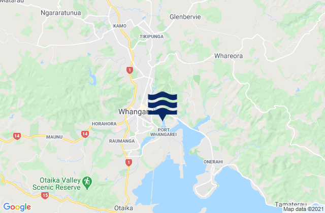 Mapa de mareas Whangarei, New Zealand