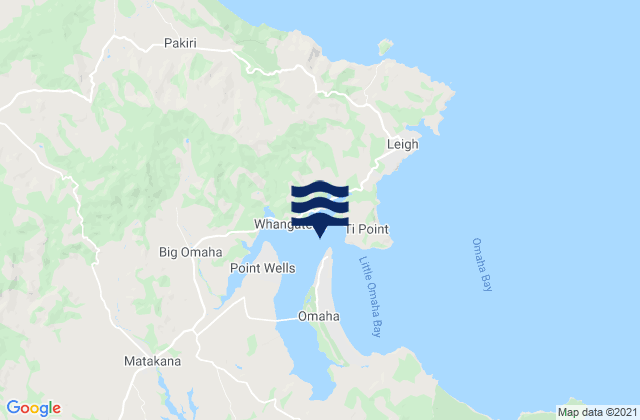 Mapa de mareas Whangateau, New Zealand