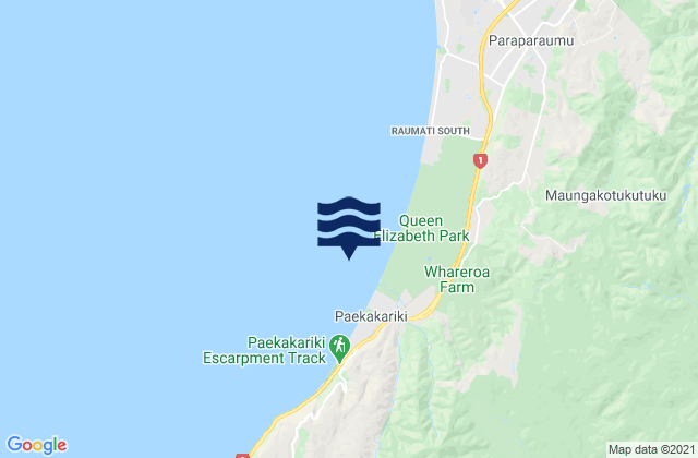 Mapa de mareas Whareroa Beach, New Zealand
