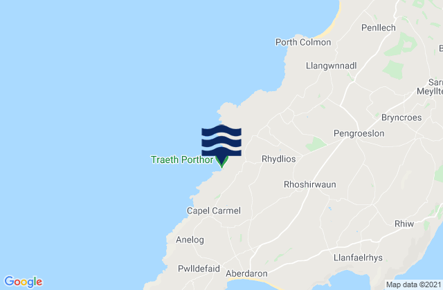 Mapa de mareas Whistling Sands (Porth Oer), United Kingdom