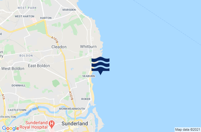 Mapa de mareas Whitburn Bay, United Kingdom