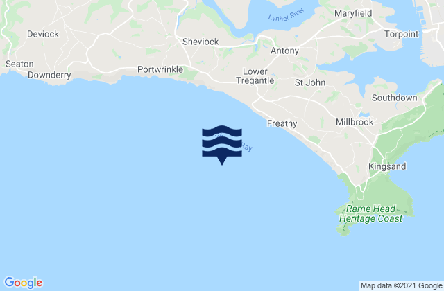 Mapa de mareas Whitsand Bay, United Kingdom