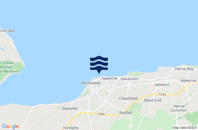 Mapa de mareas Whitstable Approaches, United Kingdom