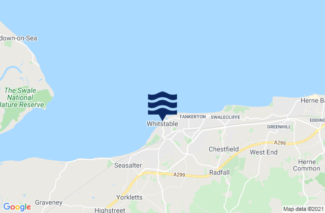 Mapa de mareas Whitstable, United Kingdom