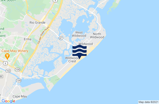 Mapa de mareas Wildwood Crest Ocean Pier, United States