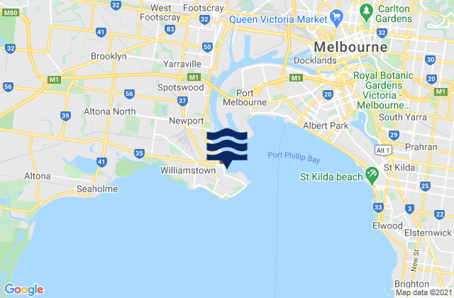 Mapa de mareas Williamstown, Australia