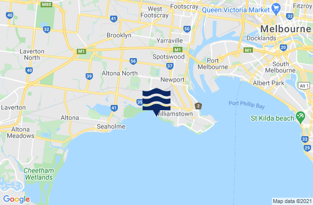 Mapa de mareas Williamstown North, Australia