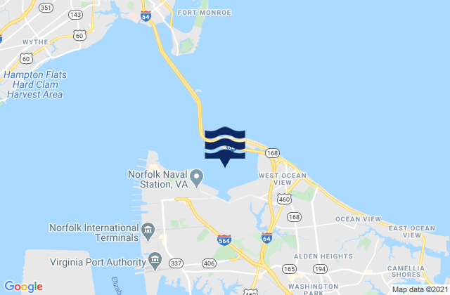 Mapa de mareas Willoughby Bay, United States
