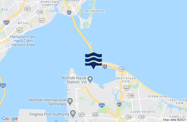 Mapa de mareas Willoughby Bay entrance, United States