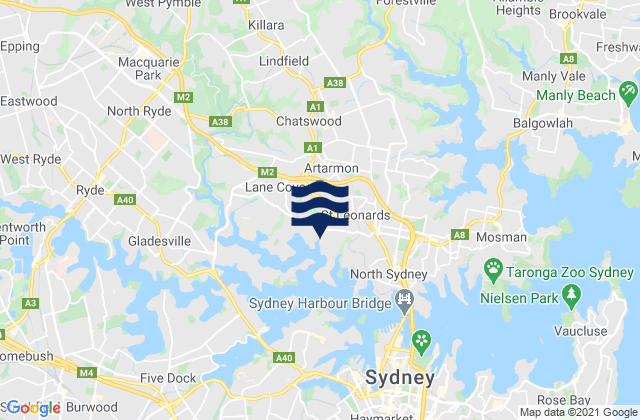 Mapa de mareas Willoughby, Australia