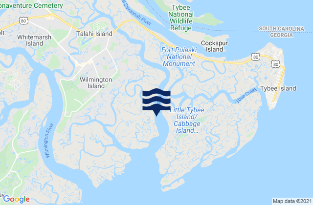 Mapa de mareas Wilmington Island, United States