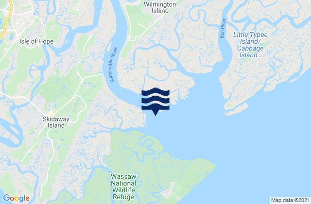 Mapa de mareas Wilmington River ent. off Cabbage Island, United States