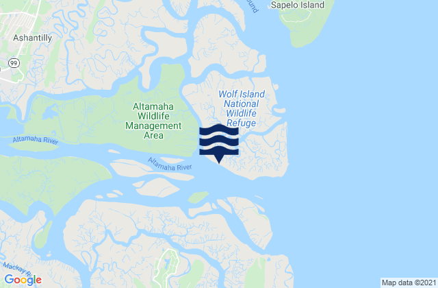 Mapa de mareas Wolf Island South End, United States