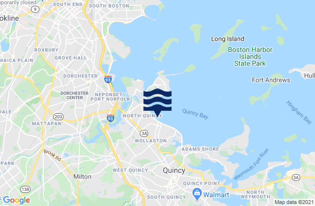 Mapa de mareas Wollaston Beach Quincy Shore Reservation, United States