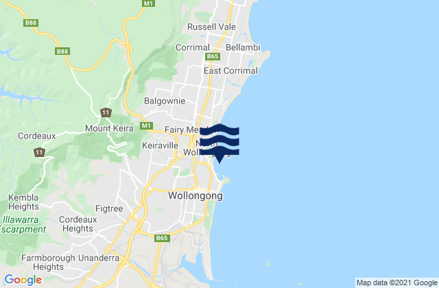 Mapa de mareas Wollongong North Beach, Australia