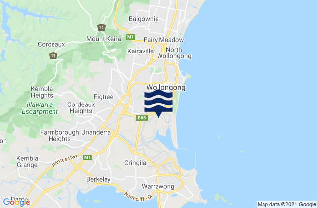 Mapa de mareas Wollongong South Beach, Australia