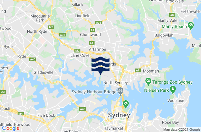 Mapa de mareas Wollstonecraft, Australia