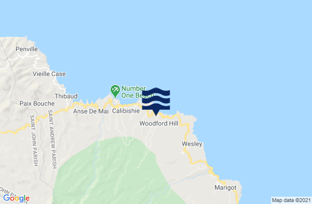 Mapa de mareas Woodford Hill, Dominica