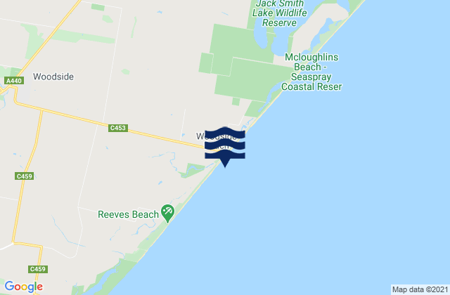 Mapa de mareas Woodside Beach, Australia