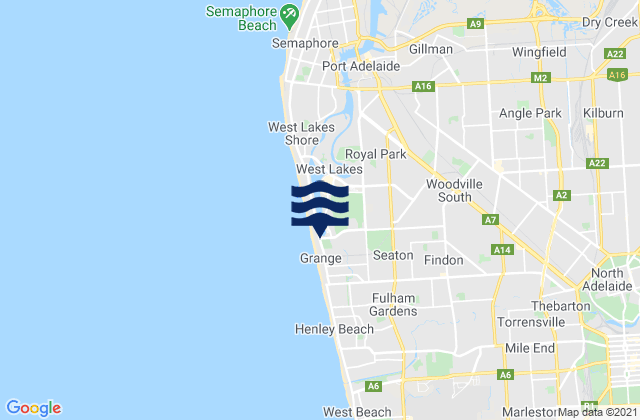 Mapa de mareas Woodville West, Australia