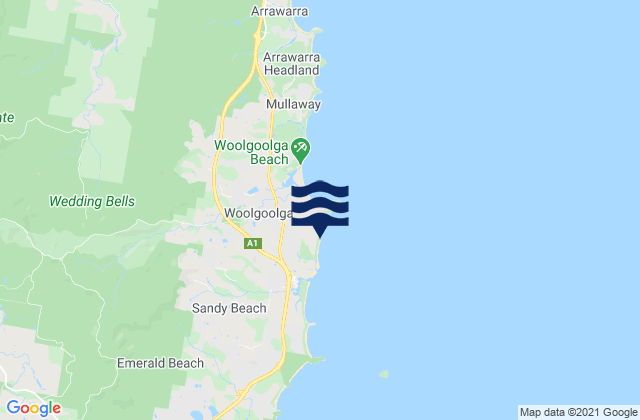 Mapa de mareas Woolgoolga Back Beach, Australia