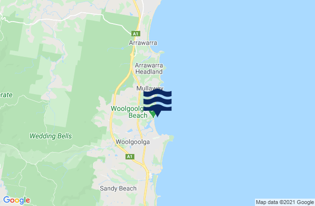 Mapa de mareas Woolgoolga Beach, Australia