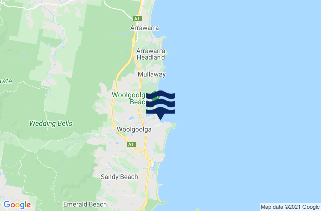 Mapa de mareas Woolgoolga, Australia