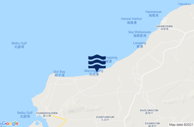 Mapa de mareas Wulie, China