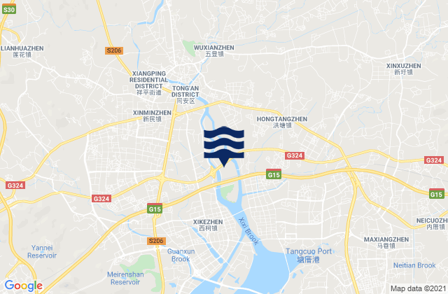 Mapa de mareas Wuxian, China