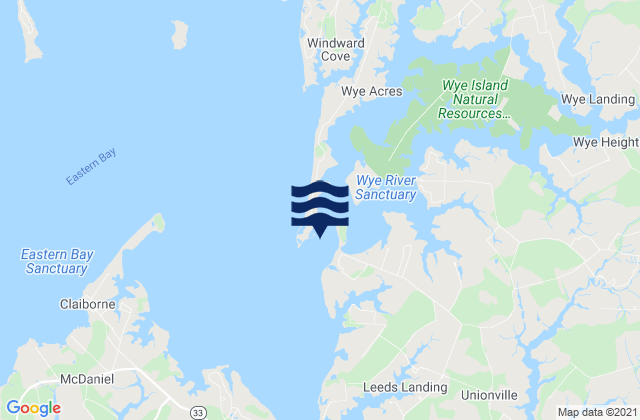 Mapa de mareas Wye River west of Bruffs Island, United States
