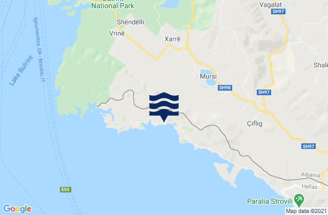 Mapa de mareas Xarrë, Albania