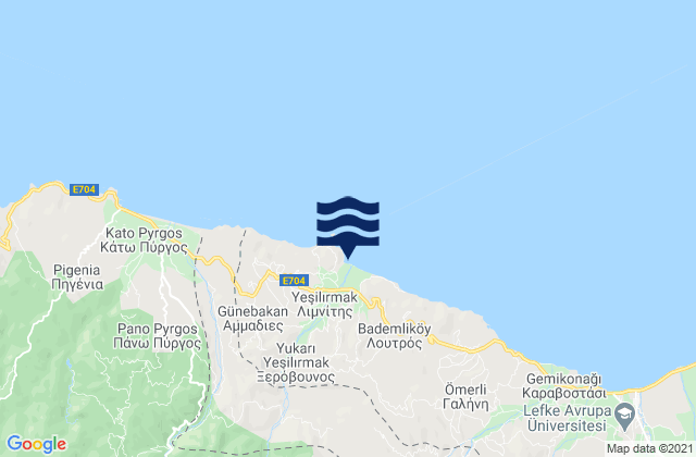 Mapa de mareas Xeróvounos, Cyprus