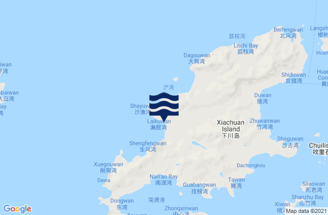 Mapa de mareas Xiachuan, China