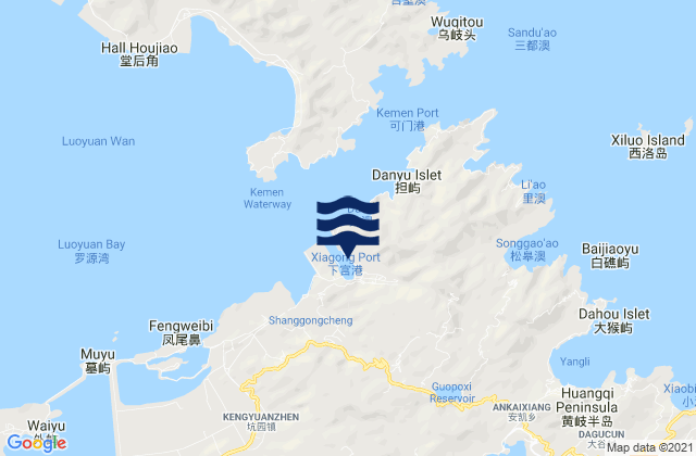 Mapa de mareas Xiagong, China