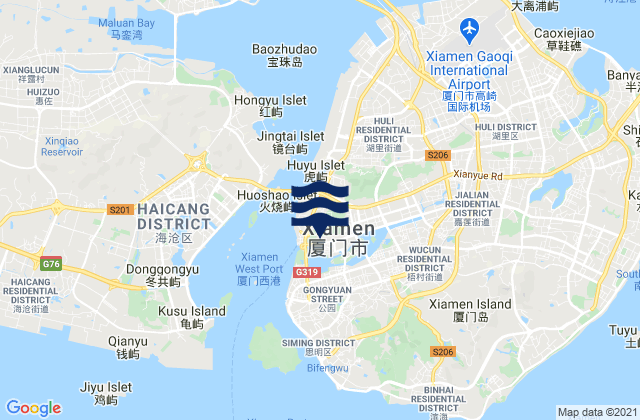 Mapa de mareas Xiamen, China