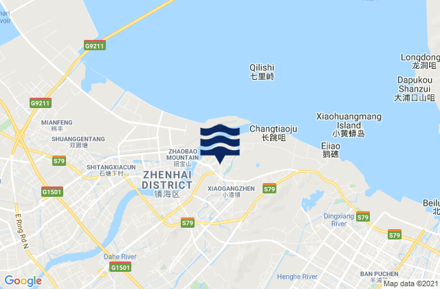 Mapa de mareas Xiaogang, China