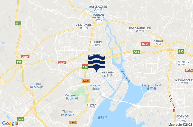 Mapa de mareas Xike, China