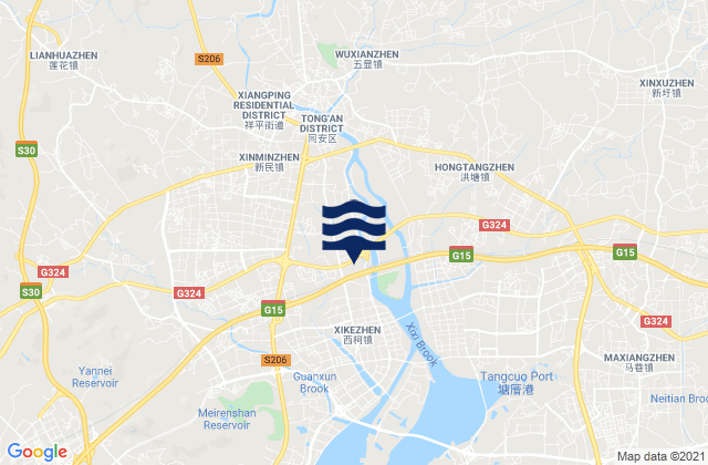 Mapa de mareas Xinmin, China