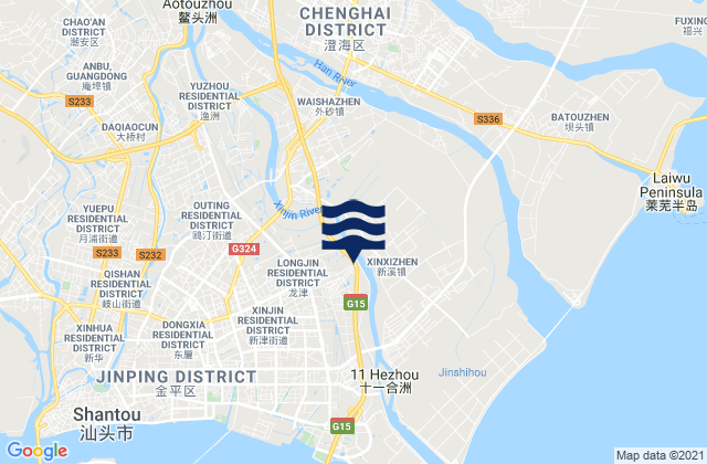 Mapa de mareas Xinxi, China