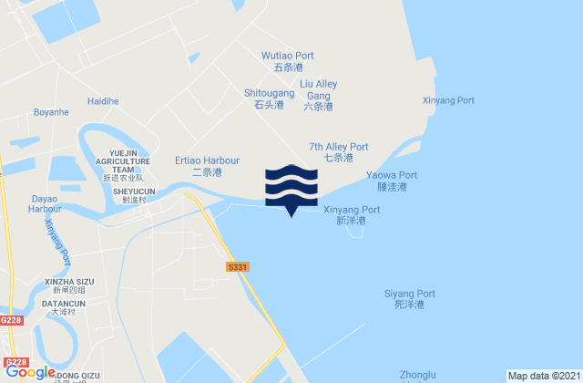 Mapa de mareas Xinyang Gang, China