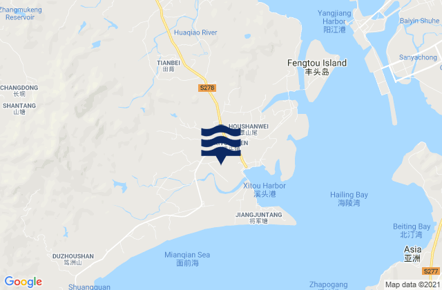 Mapa de mareas Xitou, China