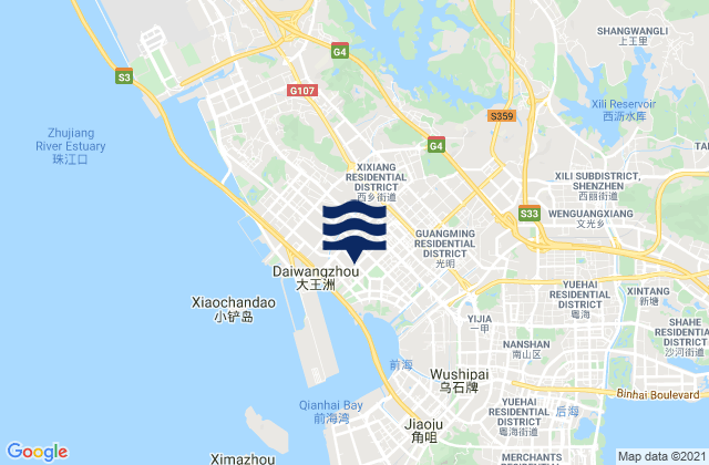 Mapa de mareas Xixiang, China