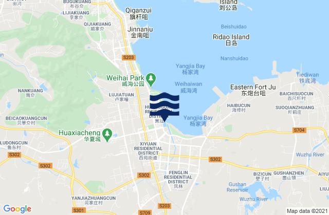 Mapa de mareas Xiyuan, China