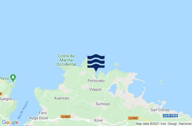 Mapa de mareas Xove, Spain