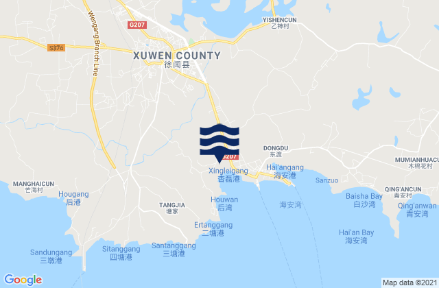 Mapa de mareas Xucheng, China